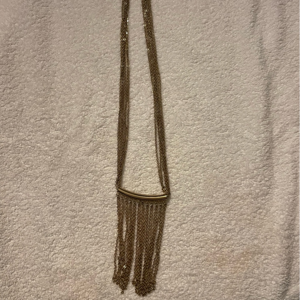 Long dangle gold necklace